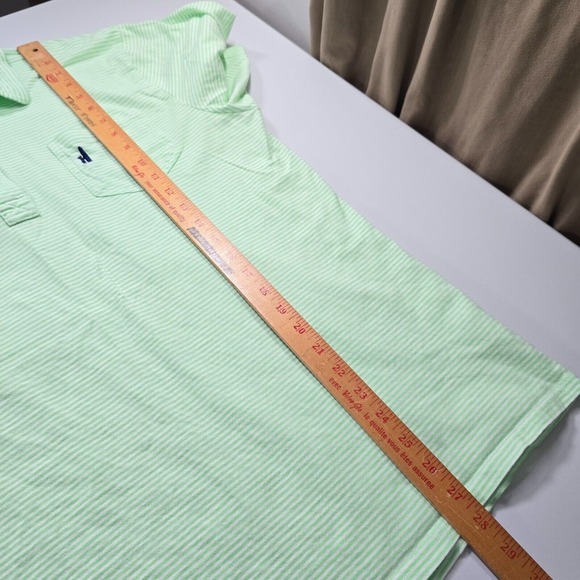 Johnnie O Men Cotton Striped Polo Shirt Size Large Green Golf Office Casual - Picture 9 of 10